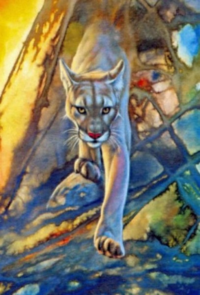 Алмазная мозаика Крадущаяся рысь