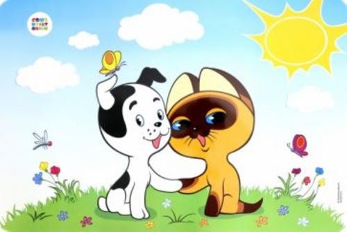 Салфетка пластиковая "Котенок по имени Гав", 48х32см (СМФ 12087)