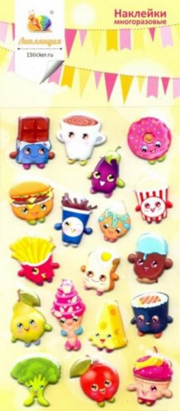 Набор зефирных наклеек "Еда с глазами"