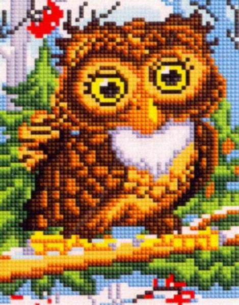 Алмазная мозаика Сова на ветке