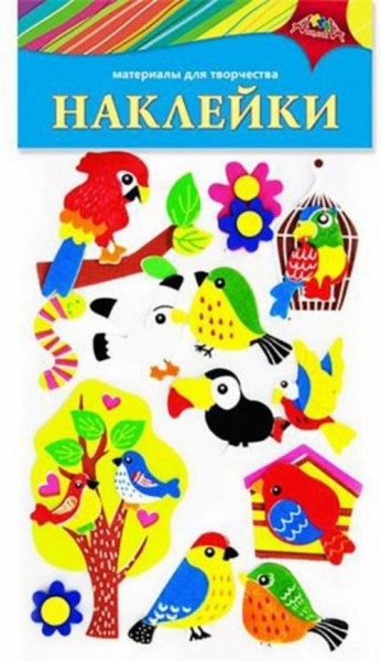 Наклейки из ЭВА Яркие птички, в ассортименте