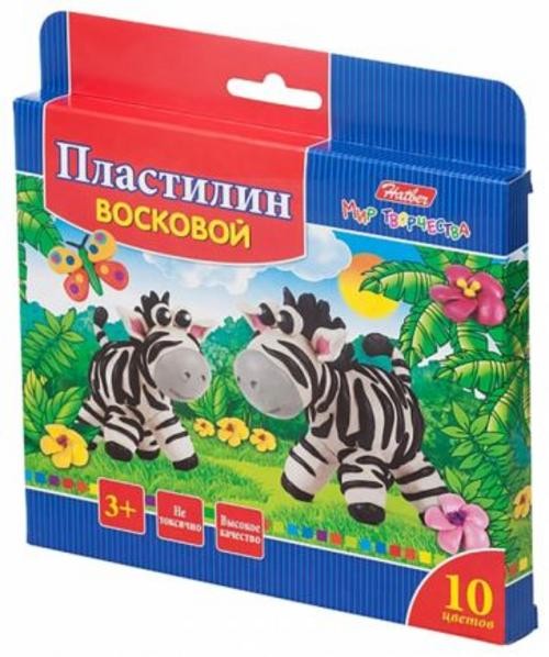 Пластилин восковой Забавные зверята, 10 цветов, со стеком