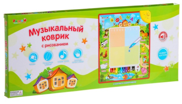 Игрушка: Музыкальный коврик с рисованием. Ферма. Развивающая серия "Умный Я"