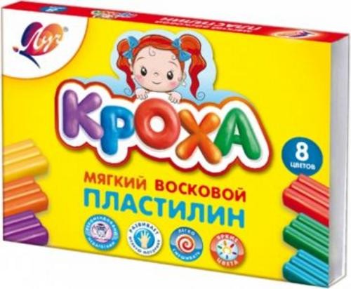 Пластилин восковой Кроха, 8 цветов, со стеком