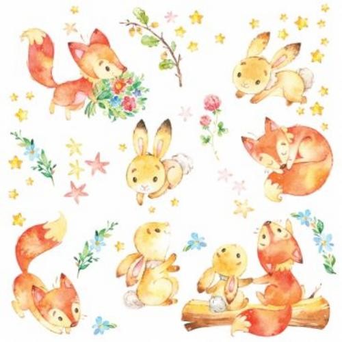 Декоративные наклейки Лисёнок и зайчонок