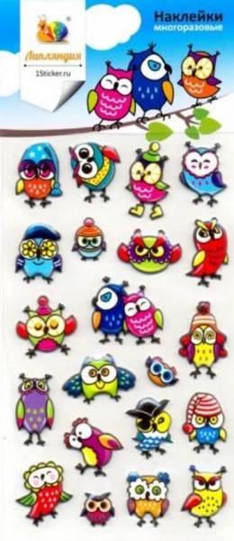 Набор зефирных наклеек "Совы"