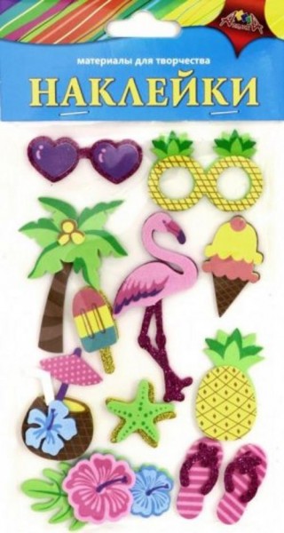 Наклейки из ЭВА Яркие тропики, в ассортименте