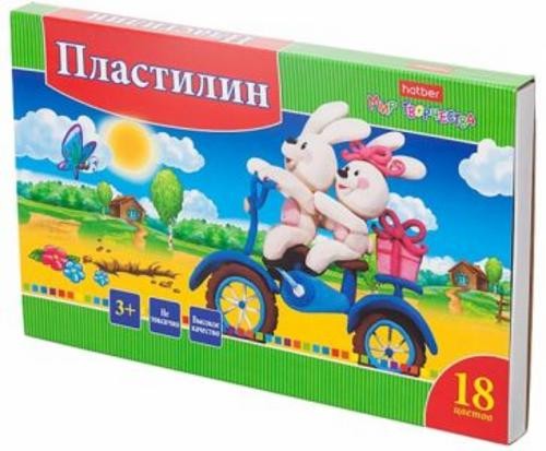 Пластилин Ушастики, 18 цветов, со стеком