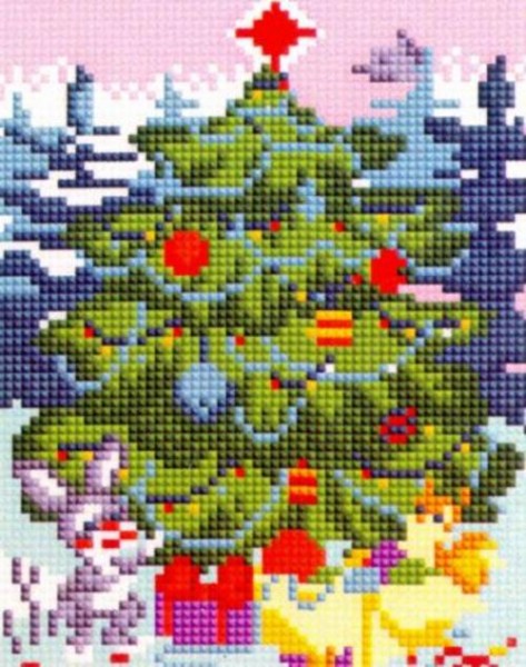 Алмазная мозаика Зверушки украшают ёлочку