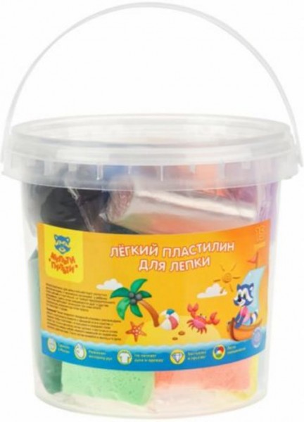 Легкий пластилин, 15 цветов, в ведерке