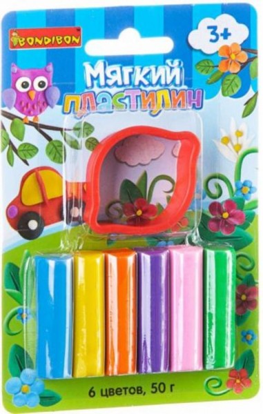 Мягкий пластилин с формочкой, 6 цветов