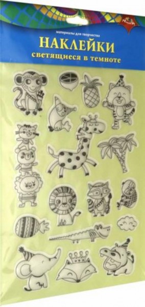 Наклейки, светящиеся в темноте Смешные животные