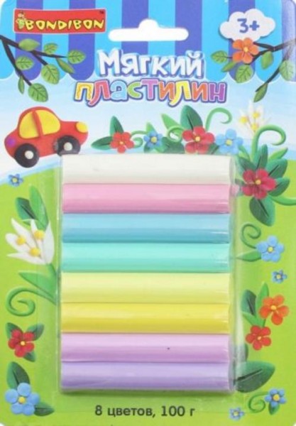 Пластилин 8 цветов пастель, 100 гр. (ST-100-8/ ВВ1803)