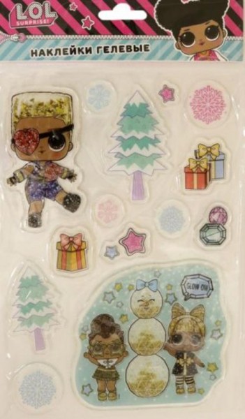 Наклейки новогодние гелевые L.O.L. Surprise! Дизайн 4