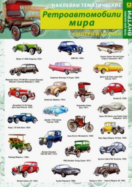 Ретроавтомобили мира. Наклейки тематические