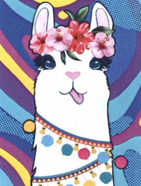 Алмазная мозаика Лама в гирлянде